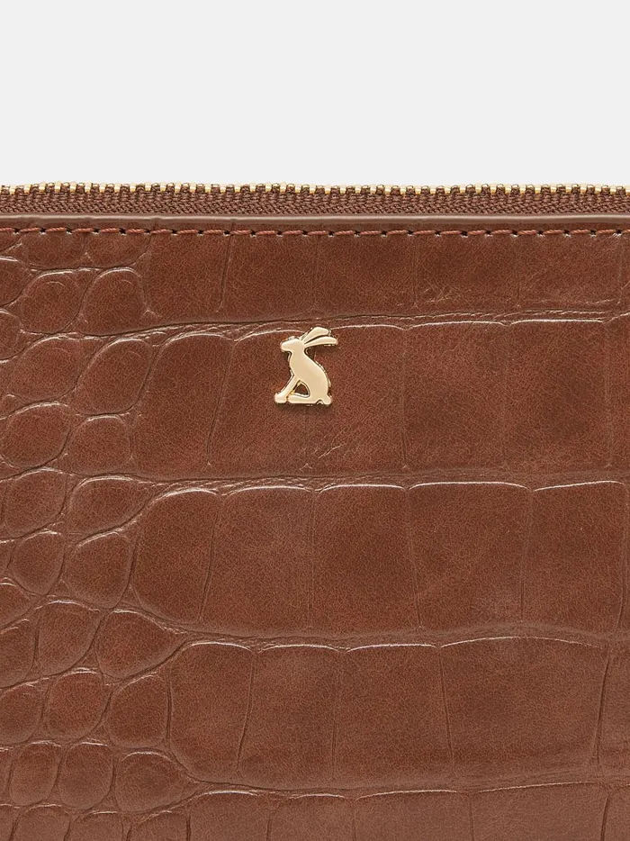 Joules Bags Women Brown Faux Leather Croc Effect Wrist Purse