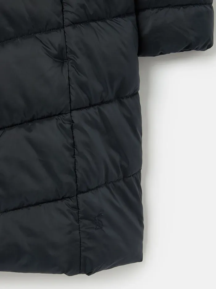Joules Coats and Jackets Girls Navy Blue Showerproof Padded Coat With Hood