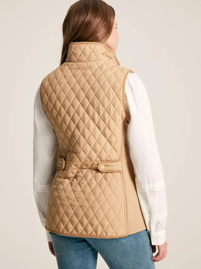 Joules Coats and Jackets Women Beige Showerproof Diamond Quilted Gilet