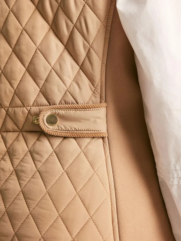Joules Coats and Jackets Women Beige Showerproof Diamond Quilted Gilet