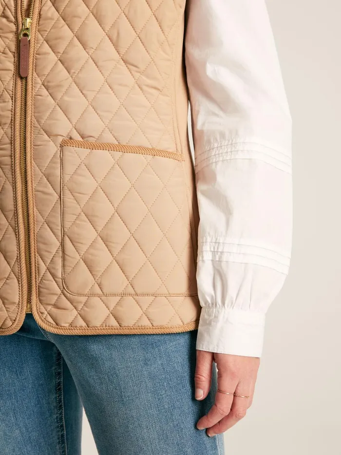 Joules Coats and Jackets Women Beige Showerproof Diamond Quilted Gilet