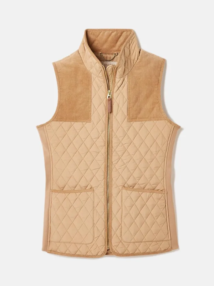 Joules Coats and Jackets Women Beige Showerproof Diamond Quilted Gilet