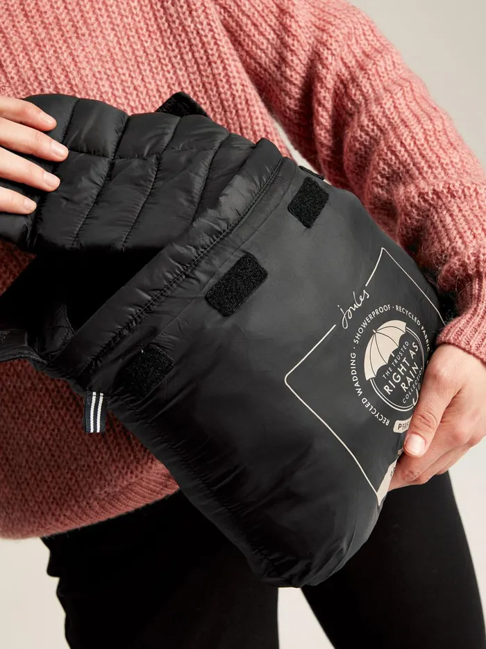 Joules Coats and Jackets Women Black Showerproof Long Packable Padded Coat