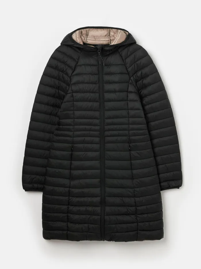 Joules Coats and Jackets Women Black Showerproof Long Packable Padded Coat