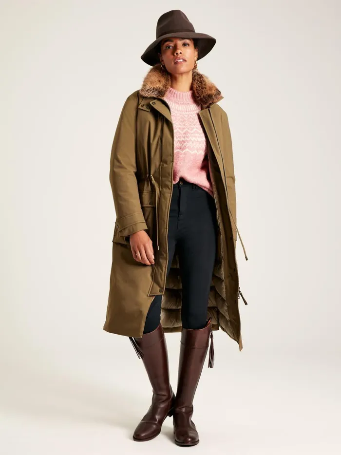Joules Coats and Jackets Women Tan Brown Waterproof Padded Raincoat