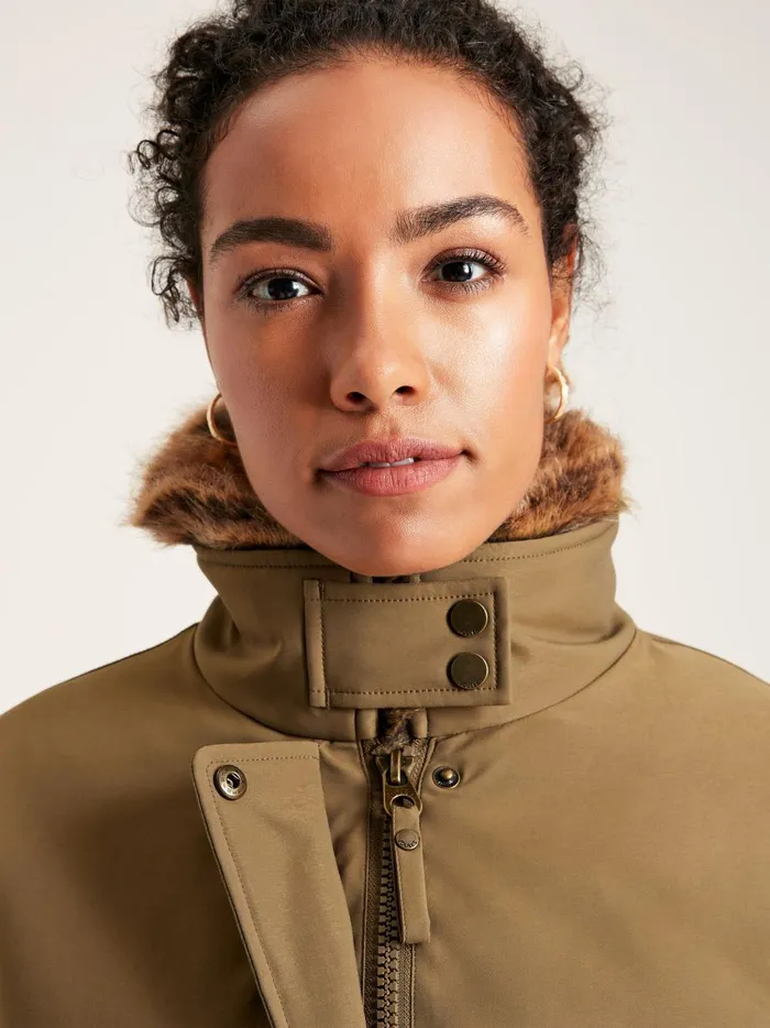 Joules Coats and Jackets Women Tan Brown Waterproof Padded Raincoat