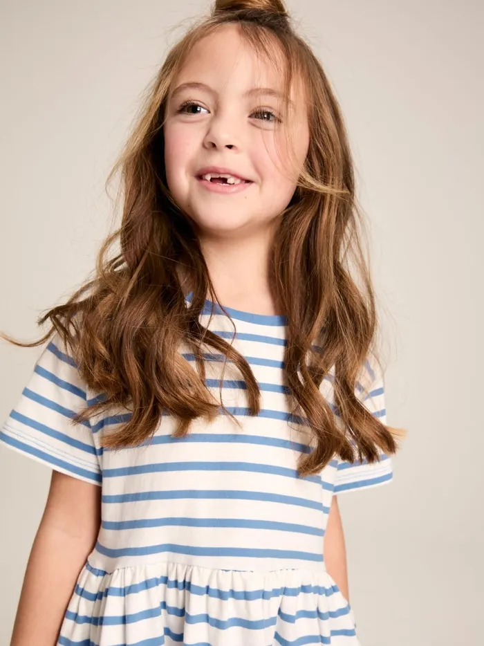 Joules Dresses Girls Blue Stripe TShirt Dress