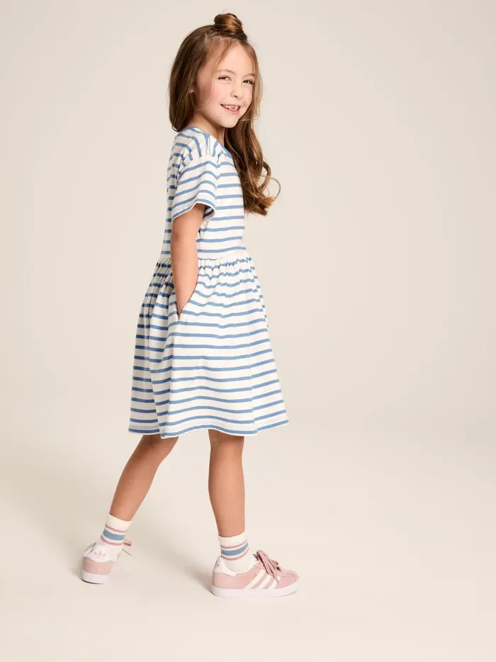 Joules Dresses Girls Blue Stripe TShirt Dress