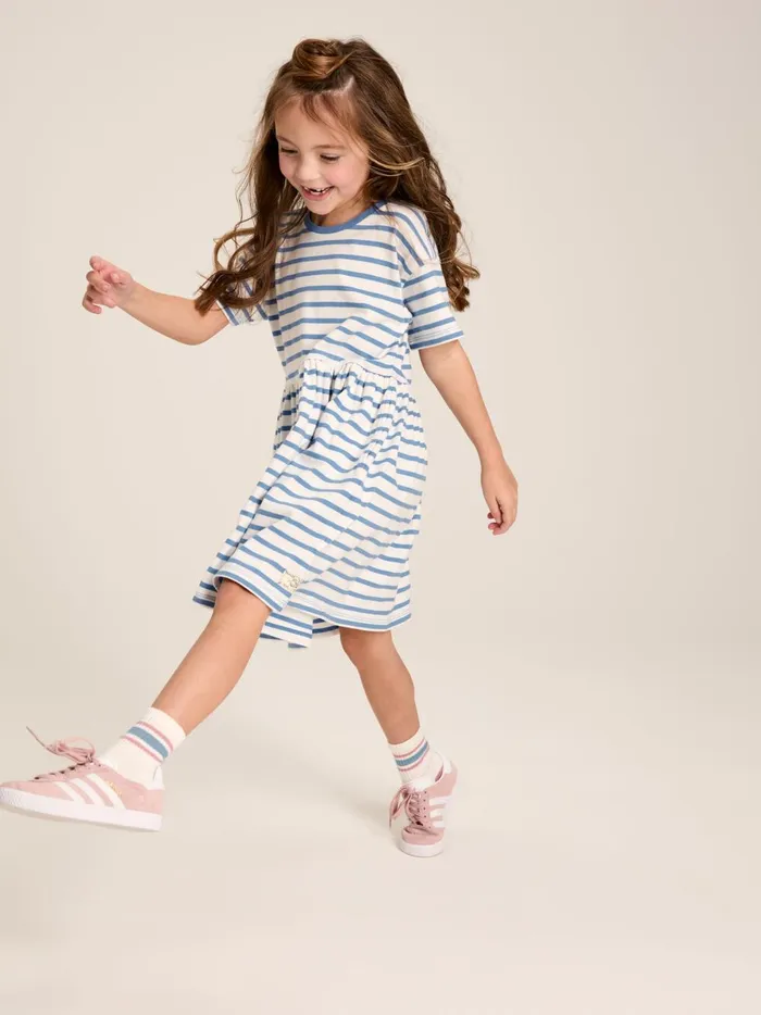 Joules Dresses Girls Blue Stripe TShirt Dress