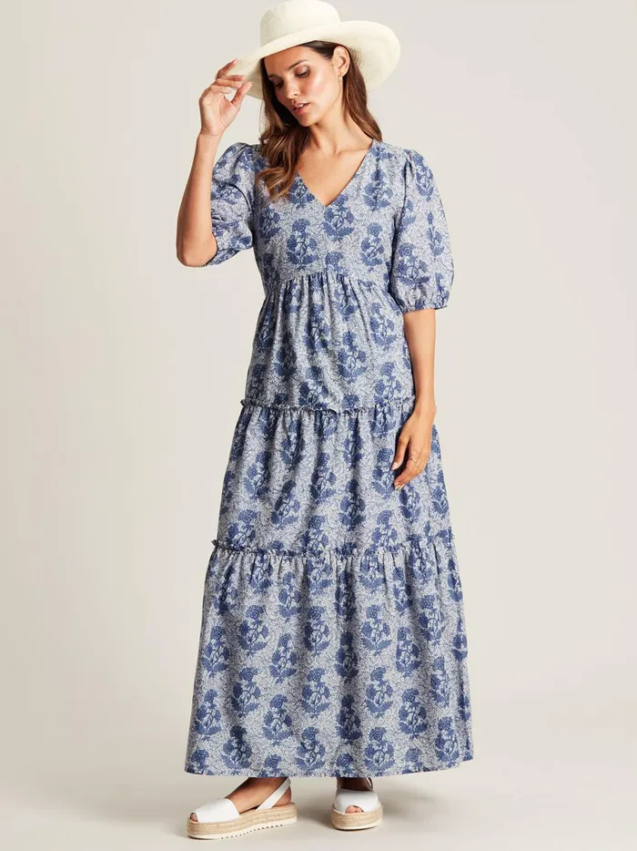 Joules Dresses Women Light Blue VNeck Tiered Dress