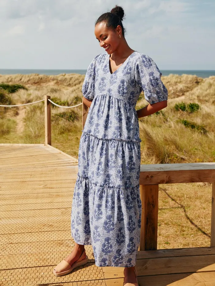 Joules Dresses Women Light Blue VNeck Tiered Dress