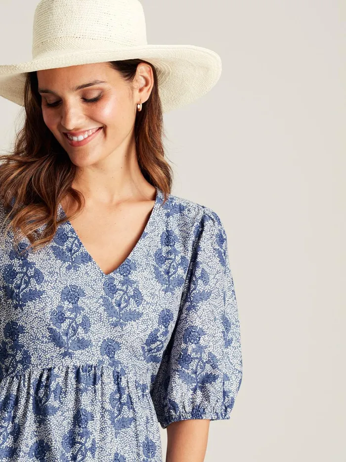 Joules Dresses Women Light Blue VNeck Tiered Dress