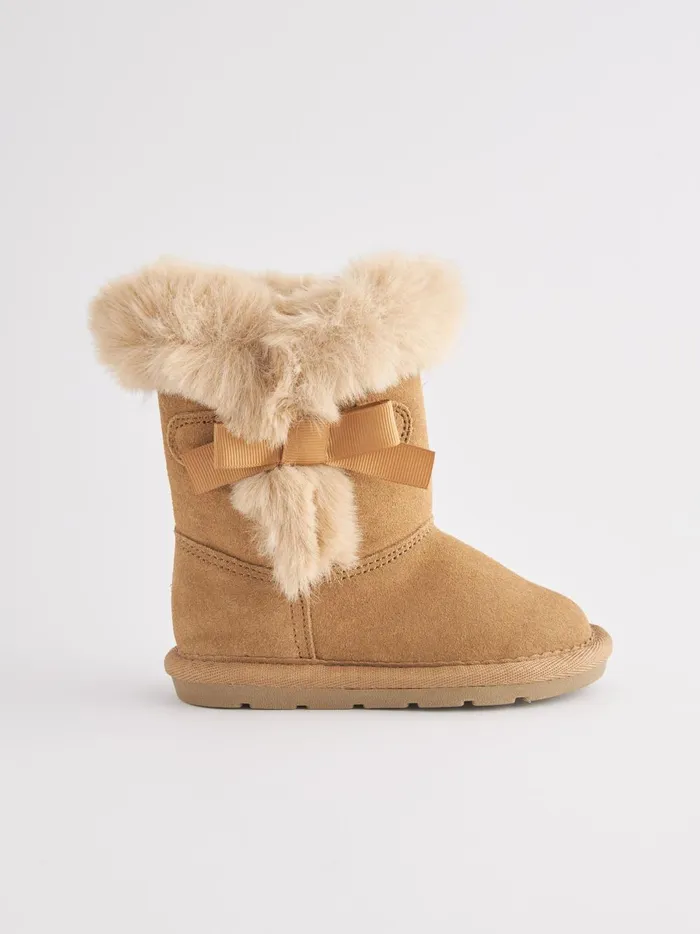 Joules Footwear Girls Next Tan Brown Suede Water Repellent PullOn Boots
