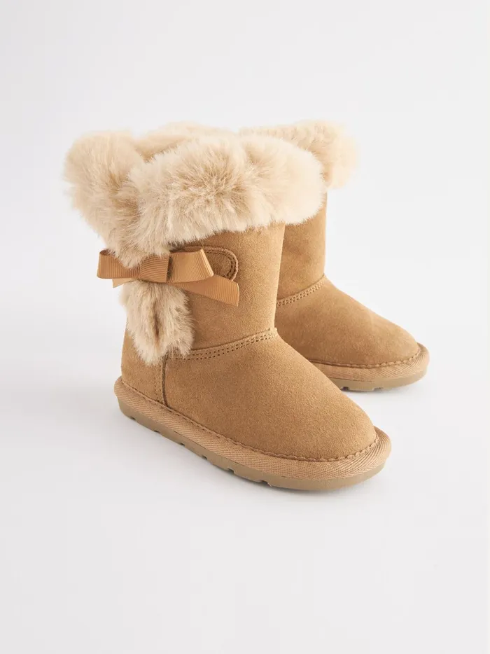 Joules Footwear Girls Next Tan Brown Suede Water Repellent PullOn Boots
