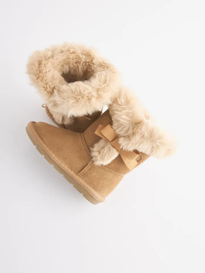 Joules Footwear Girls Next Tan Brown Suede Water Repellent PullOn Boots