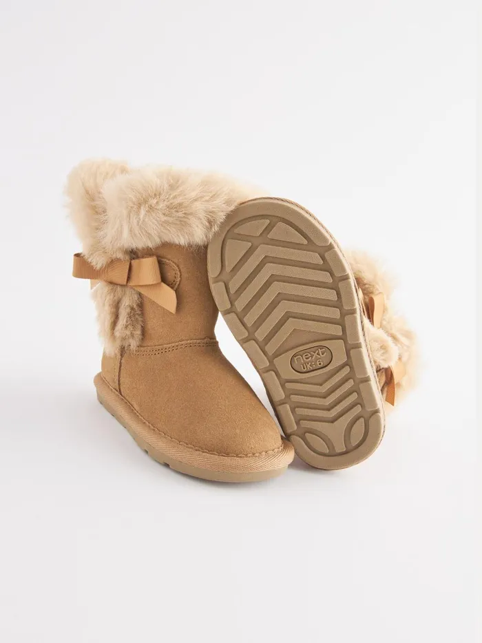 Joules Footwear Girls Next Tan Brown Suede Water Repellent PullOn Boots