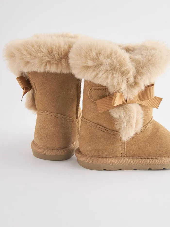 Joules Footwear Girls Next Tan Brown Suede Water Repellent PullOn Boots