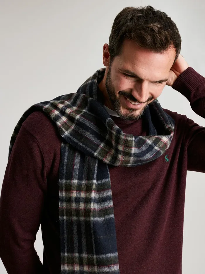 Joules Hats Gloves and Scarves Men Navy Check Wool Scarf