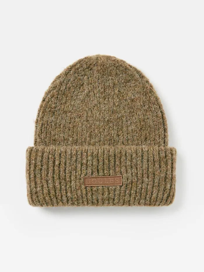 Joules Hats Women Brown Oversized Knitted Beanie Hat