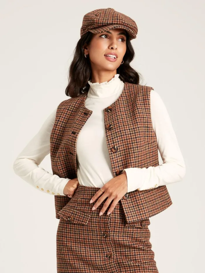 Joules Hats Women Brown Tweed Baker Boy Hat