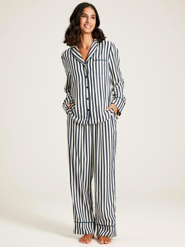 Joules Nightwear Women Navy Stripe Pyjama Set