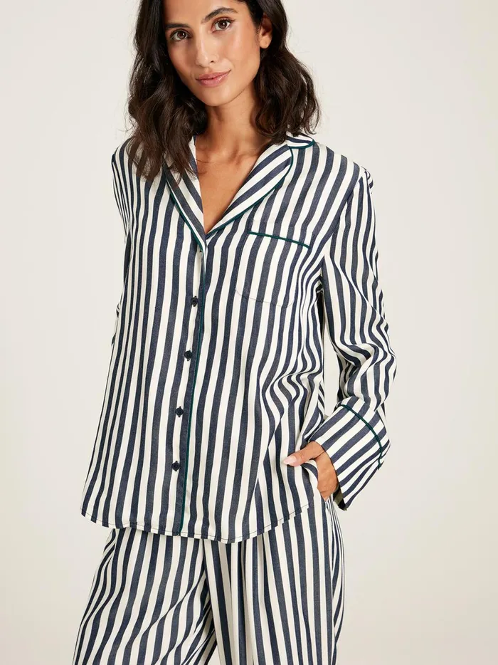 Joules Nightwear Women Navy Stripe Pyjama Set
