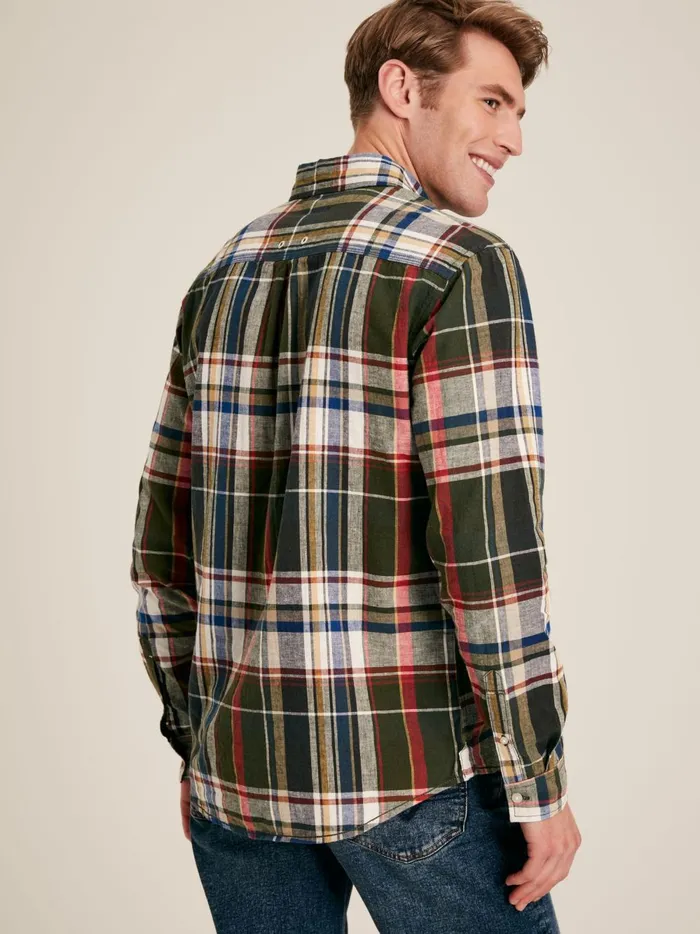 Joules Shirts Men Green Long Sleeve Cotton Check Shirt