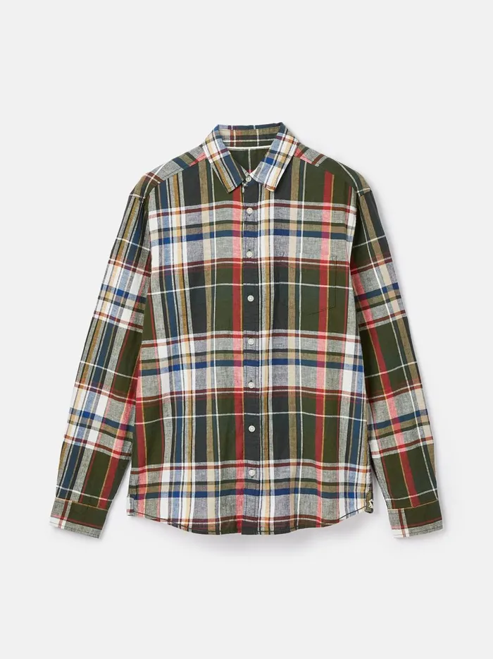 Joules Shirts Men Green Long Sleeve Cotton Check Shirt