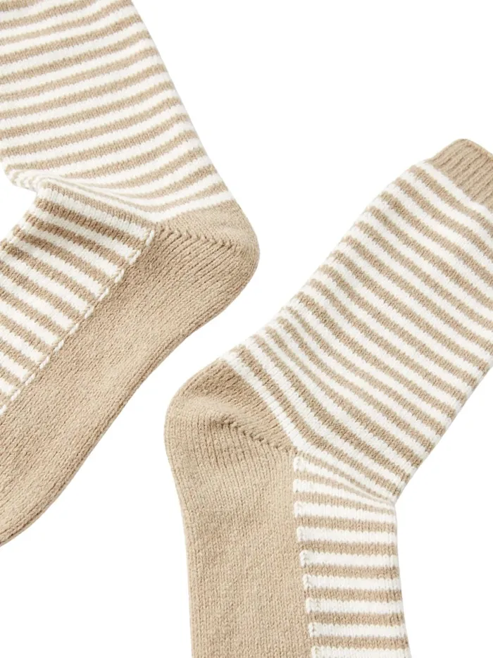 Joules Socks and Tights Women Cream Striped Bed Socks