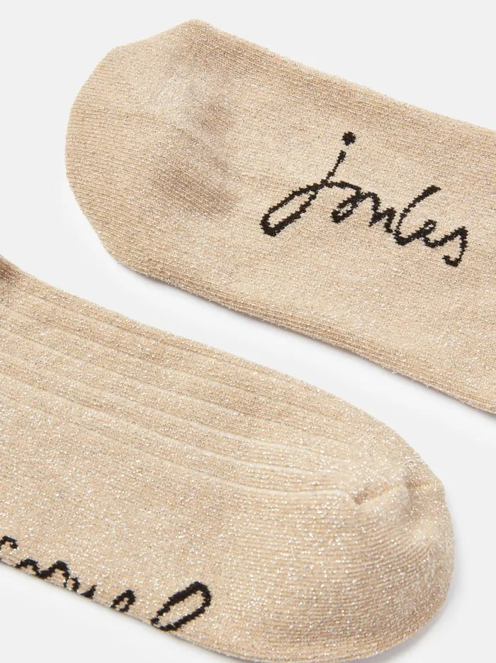 Joules Socks and Tights Women Gold Glitter Ankle Socks