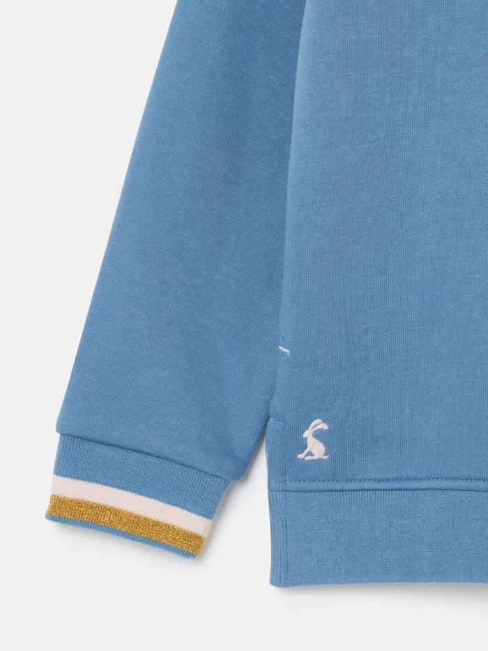 Joules Sweatshirts and Hoodies Girls Blue Embroidered Rabbit Crew Neck Sweatshirt