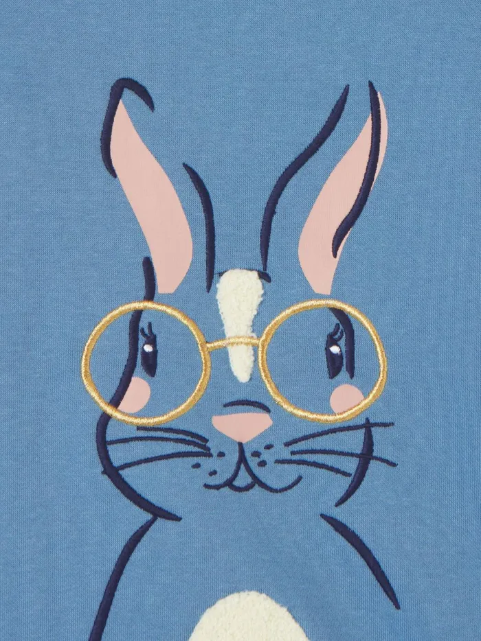 Joules Sweatshirts and Hoodies Girls Blue Embroidered Rabbit Crew Neck Sweatshirt