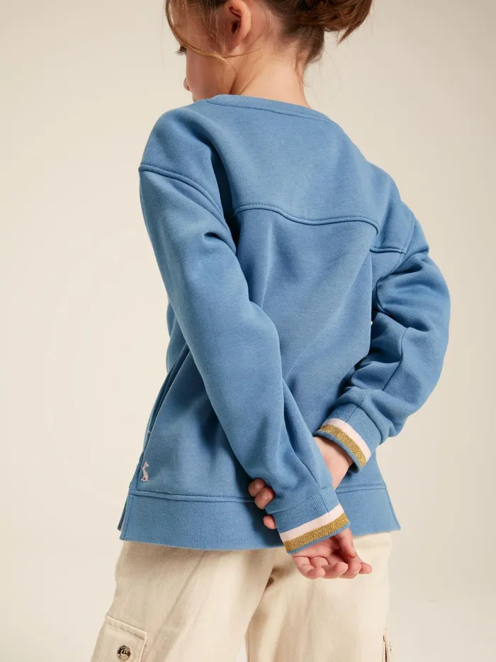 Joules Sweatshirts and Hoodies Girls Blue Embroidered Rabbit Crew Neck Sweatshirt