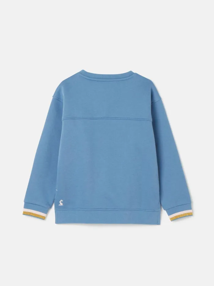 Joules Sweatshirts and Hoodies Girls Blue Embroidered Rabbit Crew Neck Sweatshirt