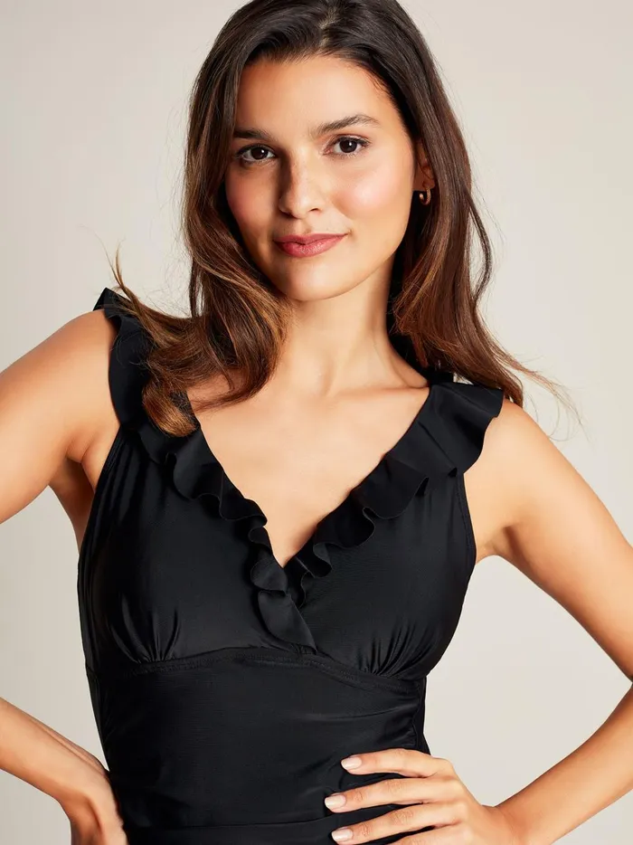 Joules Swimwear and Beachwear Women Black Frill Swimsuit