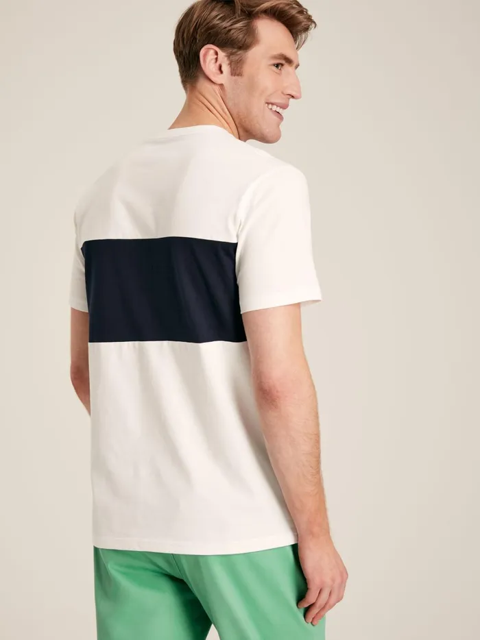 Joules Tops and Tshirts Men White Colourblock Jersey Crew Neck TShirt