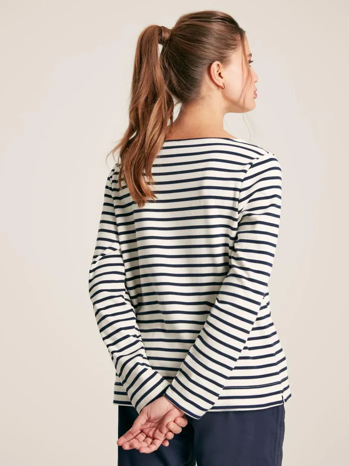 Joules Tops Women CreamNavy Striped Boat Neck Breton Top