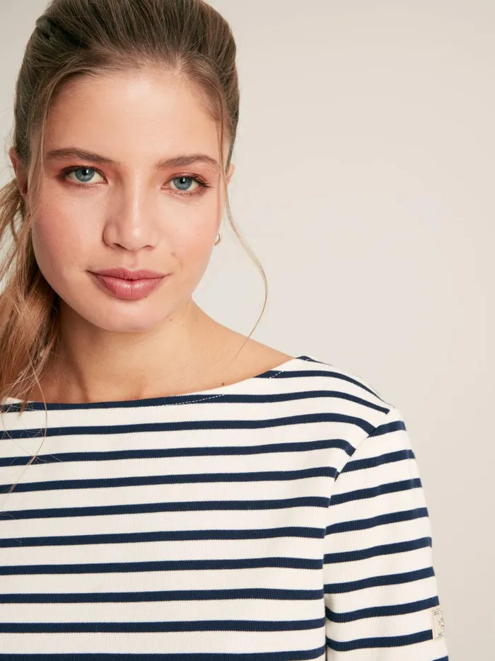 Joules Tops Women CreamNavy Striped Boat Neck Breton Top