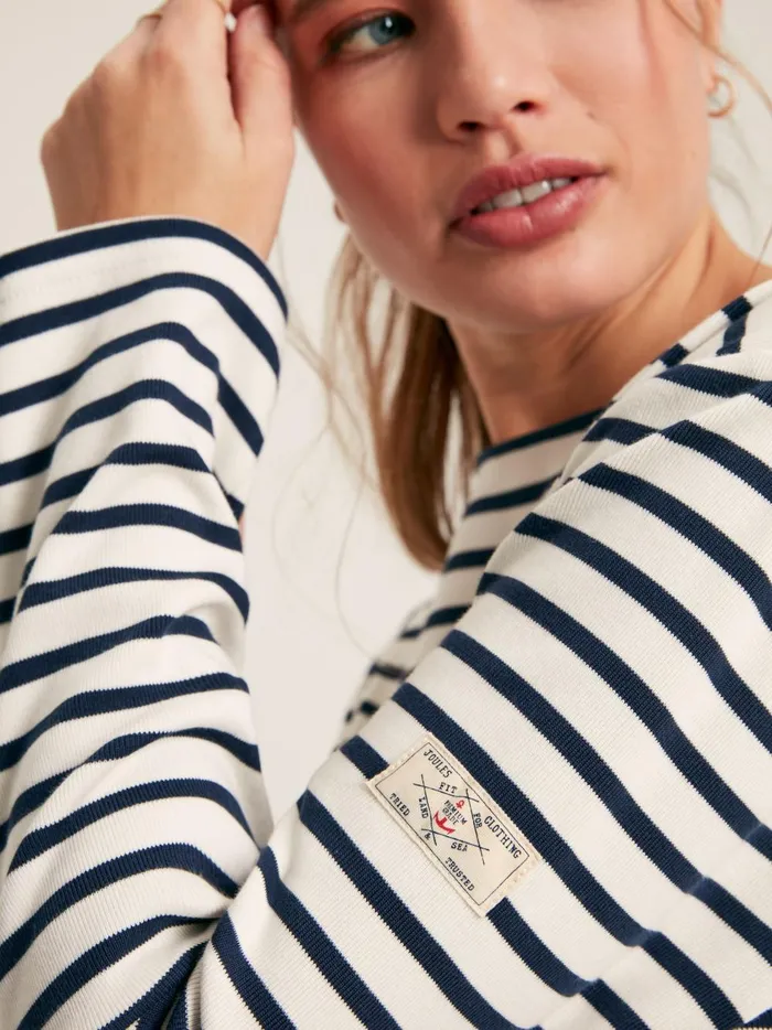 Joules Tops Women CreamNavy Striped Boat Neck Breton Top