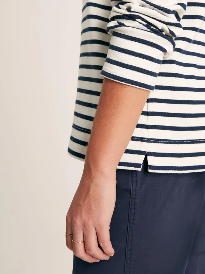 Joules Tops Women CreamNavy Striped Boat Neck Breton Top