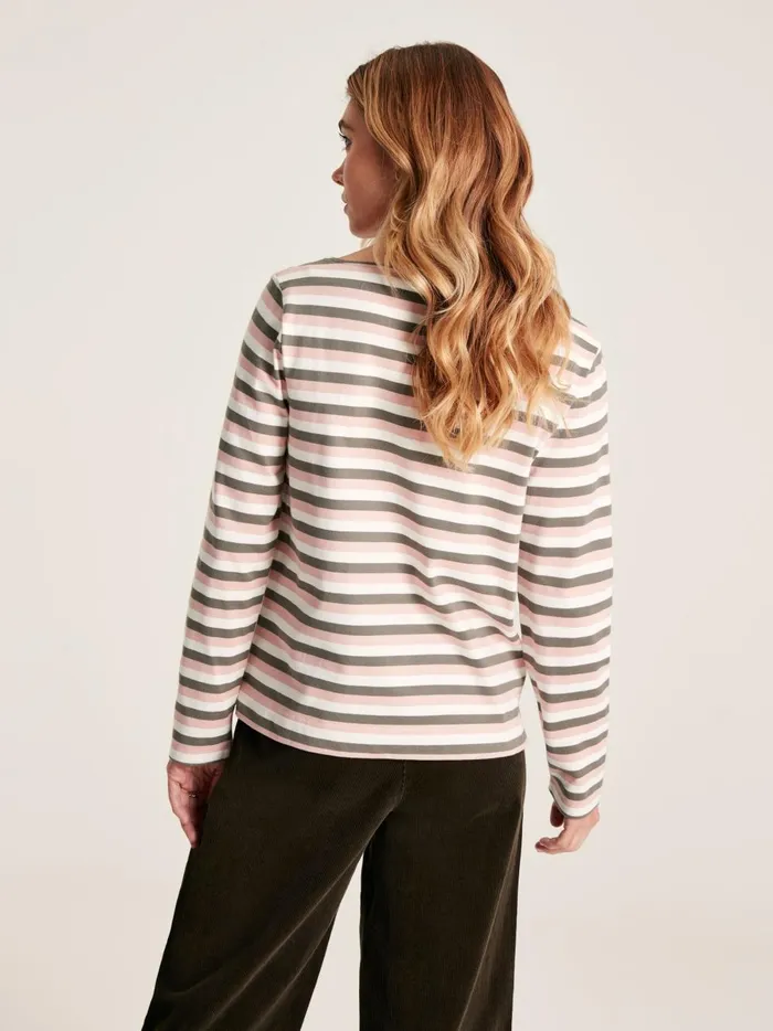 Joules Tops Women Pink Stripe Long Sleeve Breton Top