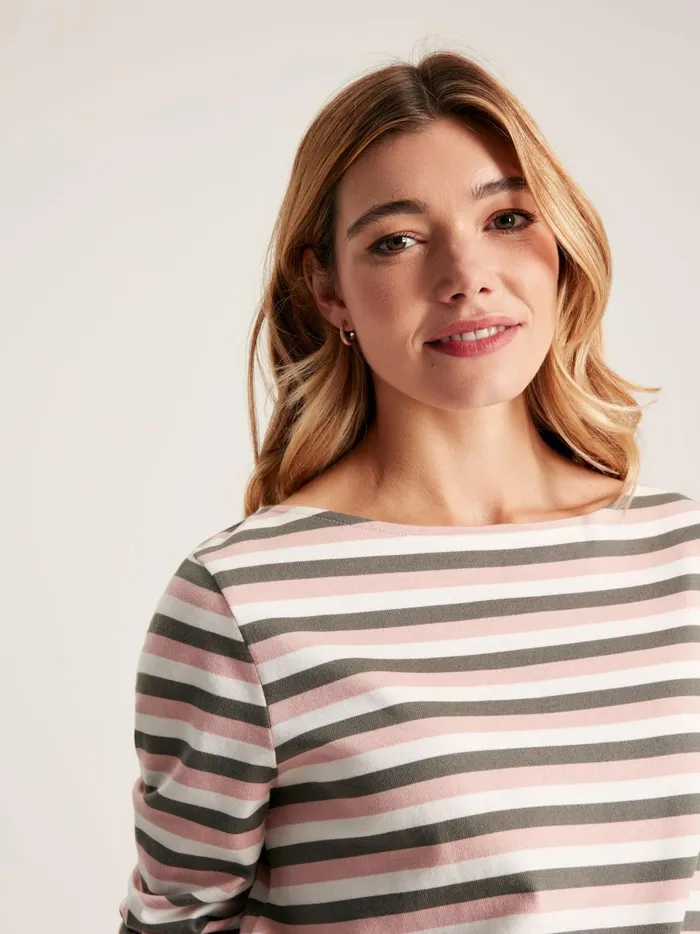 Joules Tops Women Pink Stripe Long Sleeve Breton Top