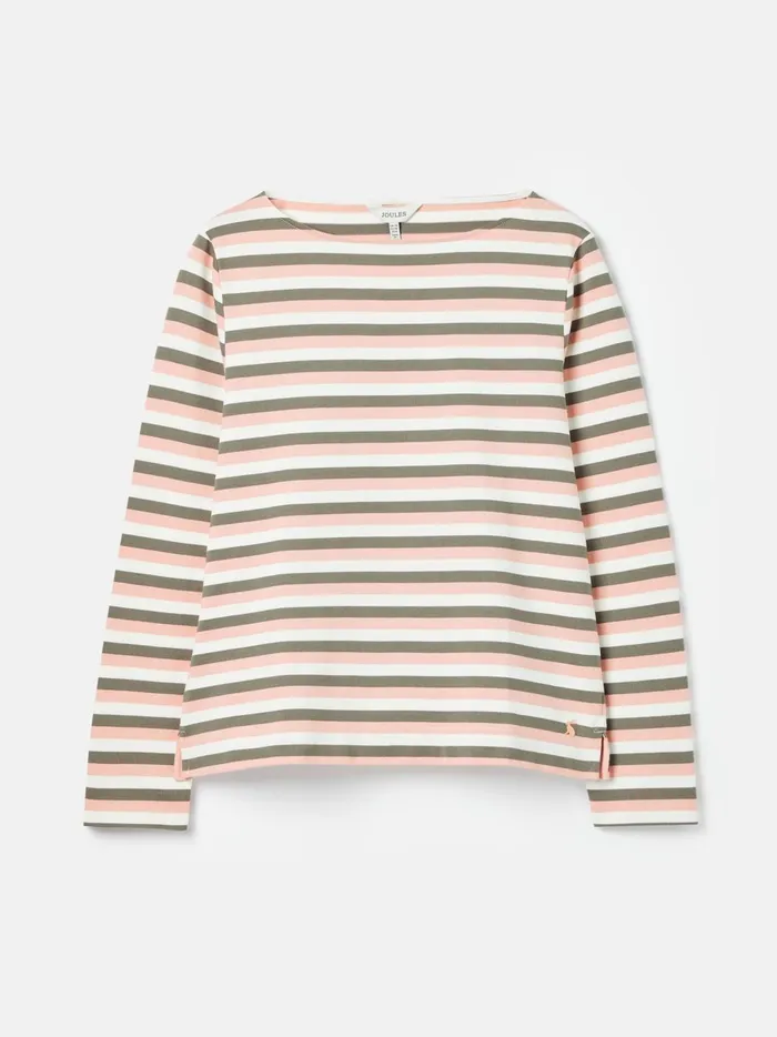 Joules Tops Women Pink Stripe Long Sleeve Breton Top