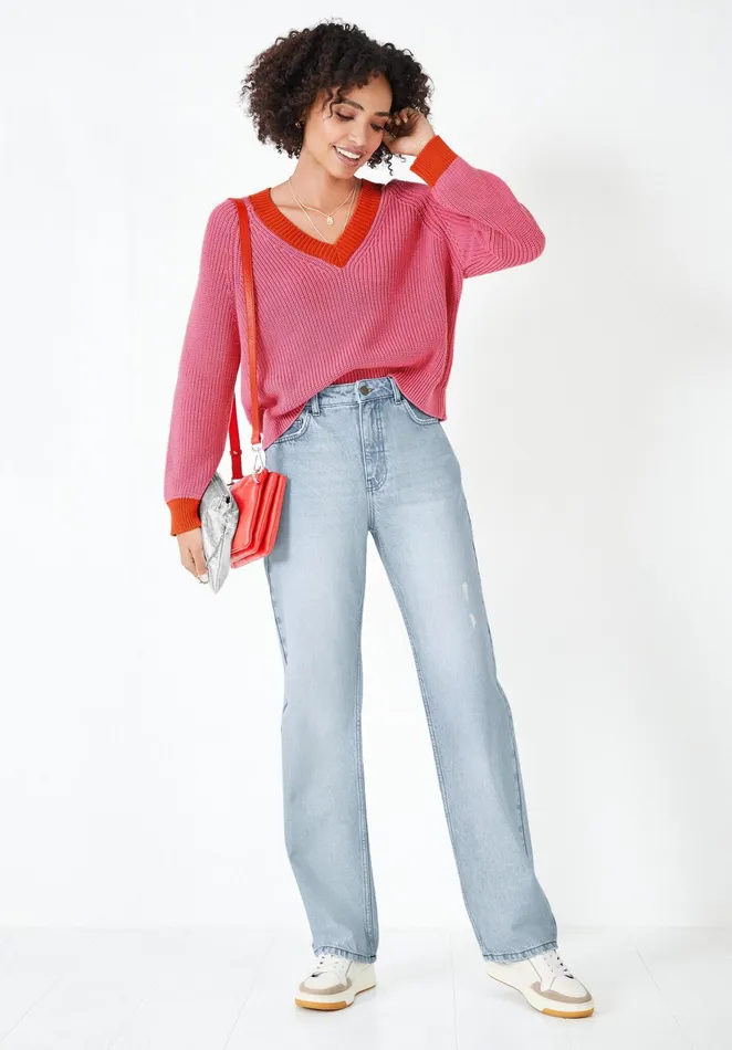 Jumpers and Cardigans Women Hush Rya Contrast Jumper Pinkorange