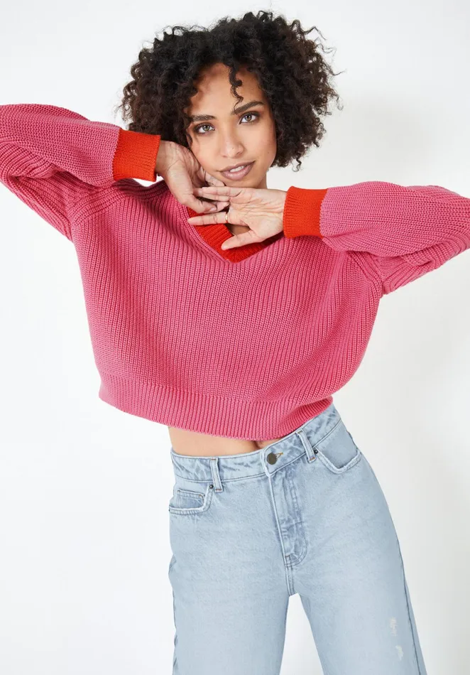 Jumpers and Cardigans Women Hush Rya Contrast Jumper Pinkorange