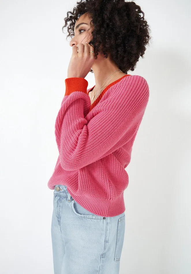 Jumpers and Cardigans Women Hush Rya Contrast Jumper Pinkorange