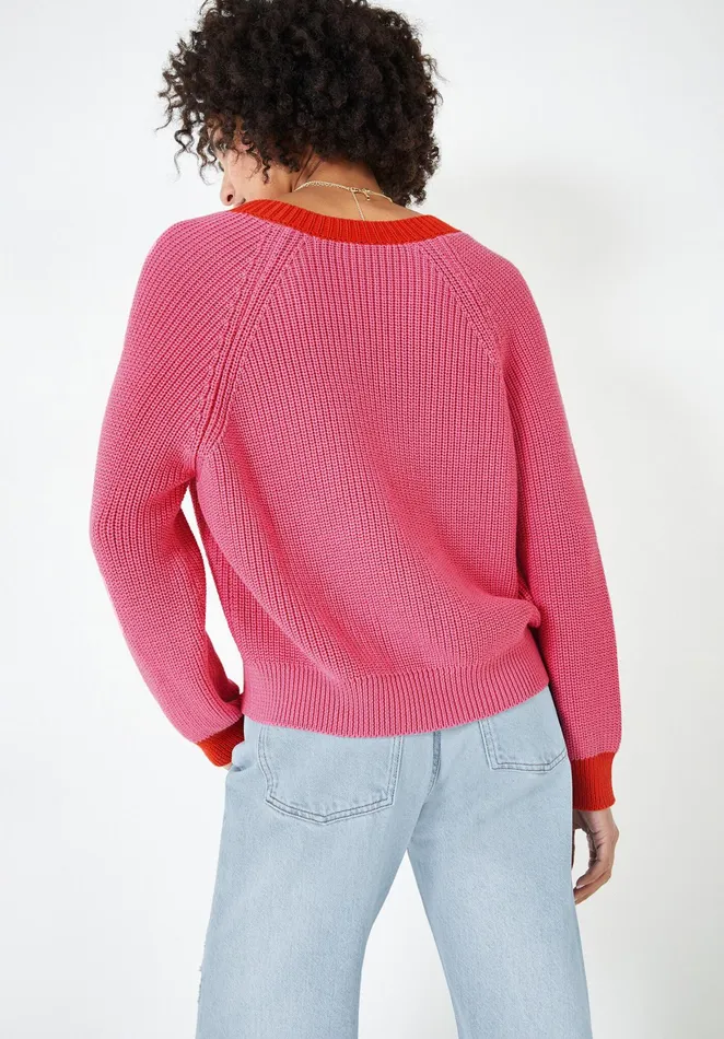 Jumpers and Cardigans Women Hush Rya Contrast Jumper Pinkorange