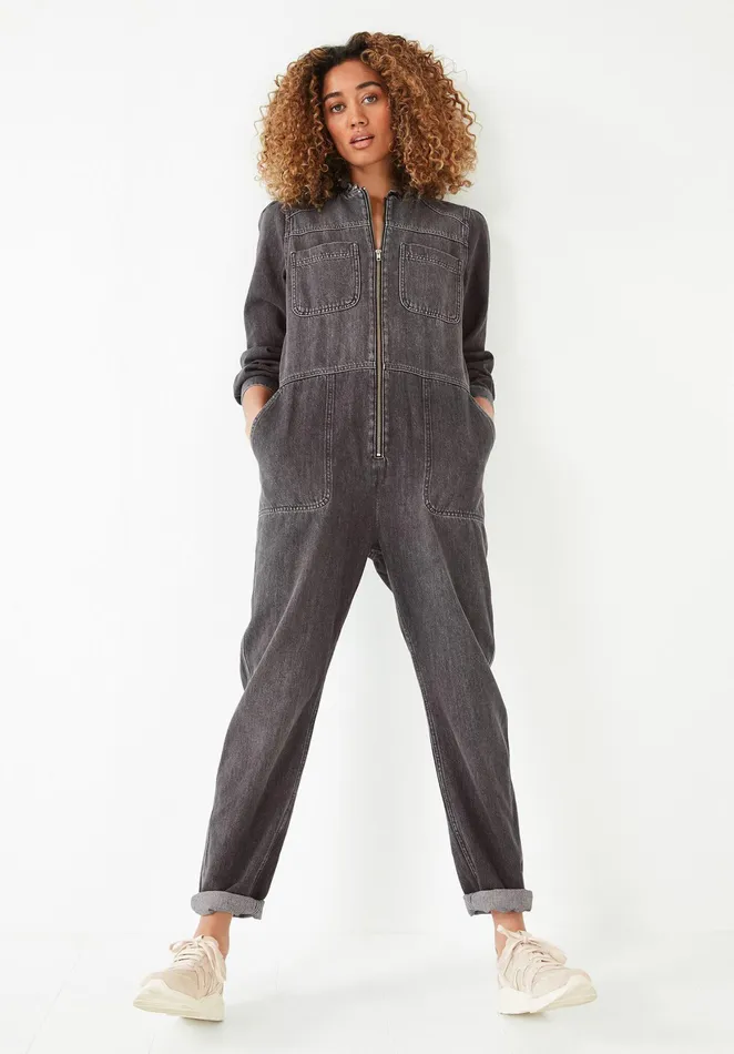 Jumpsuits and Playsuits Women Hush Marti Denim Boiler Suit Washed Black