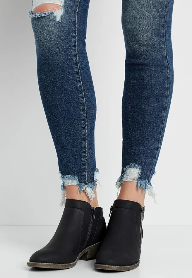 Kancan High Rise Dark Destructed Hem Skinny Jean Women Maurices Jeans