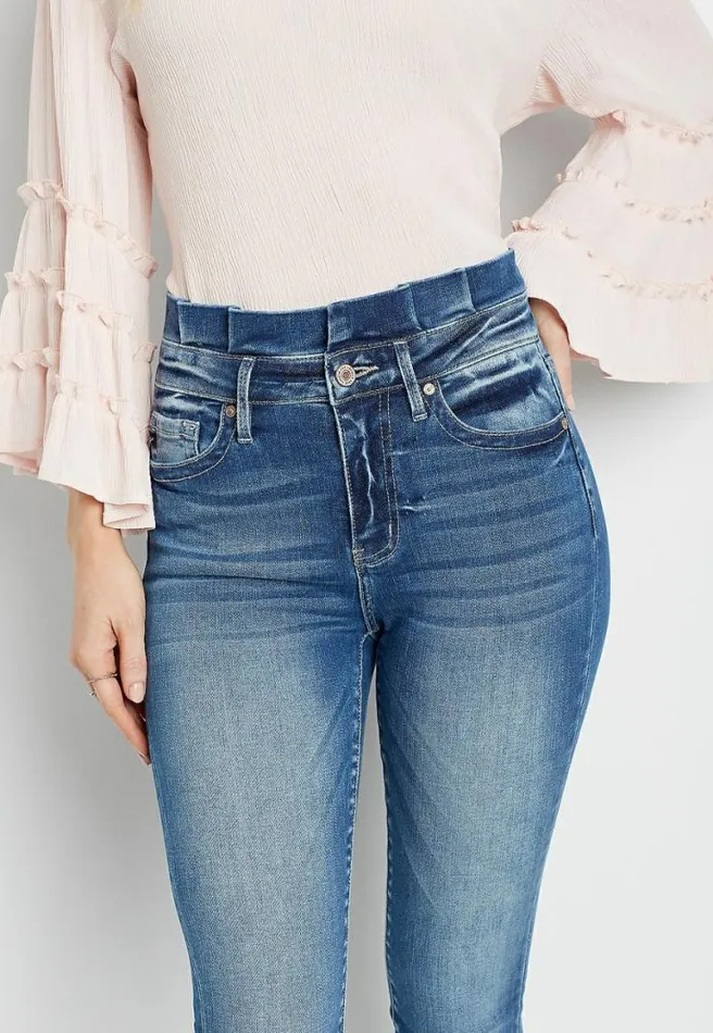 Kancan High Rise Dark Paperbag Waist Skinny Jean Women Maurices Jeans